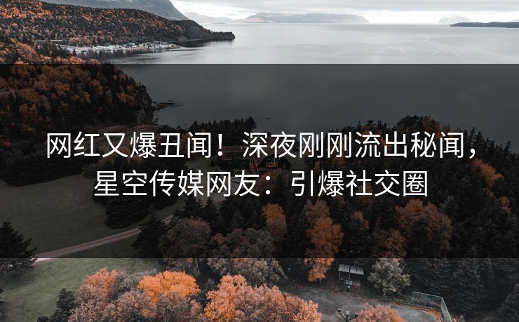 网红又爆丑闻！深夜刚刚流出秘闻，星空传媒网友：引爆社交圈