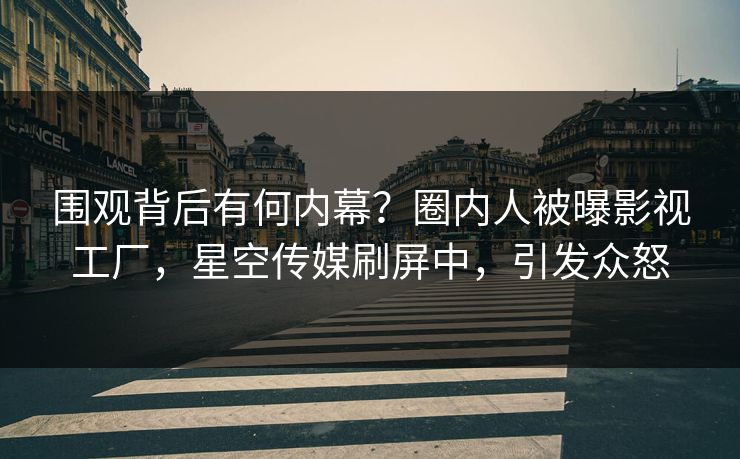 围观背后有何内幕？圈内人被曝影视工厂，星空传媒刷屏中，引发众怒