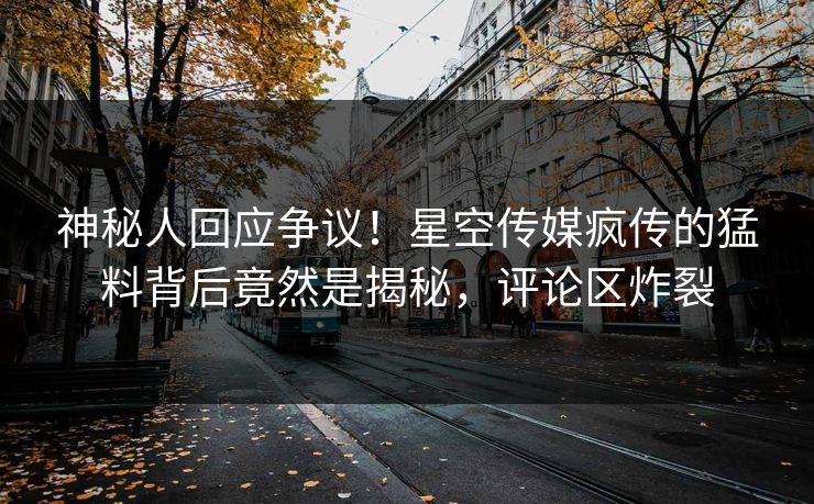 神秘人回应争议！星空传媒疯传的猛料背后竟然是揭秘，评论区炸裂