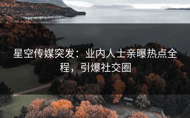 星空传媒突发：业内人士亲曝热点全程，引爆社交圈