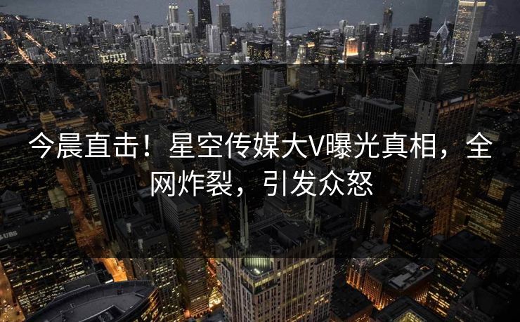 今晨直击！星空传媒大V曝光真相，全网炸裂，引发众怒