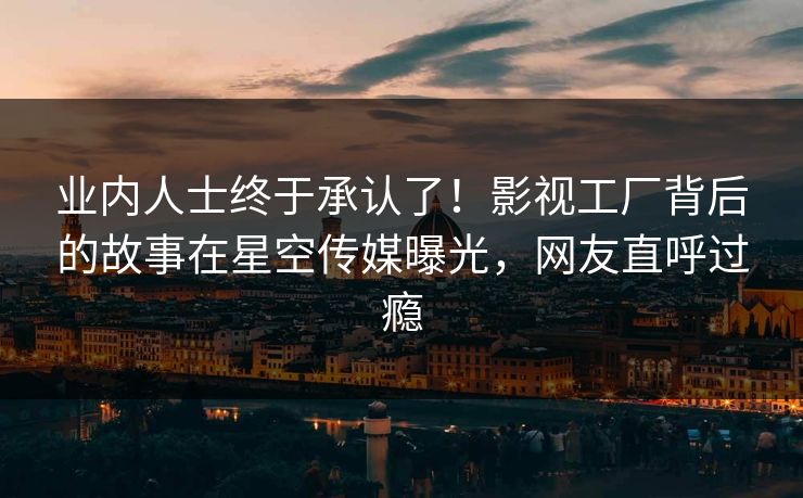业内人士终于承认了！影视工厂背后的故事在星空传媒曝光，网友直呼过瘾