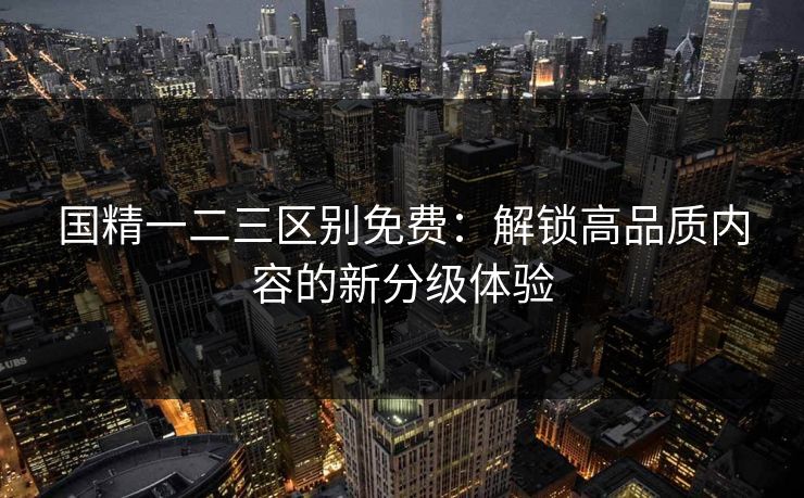 国精一二三区别免费：解锁高品质内容的新分级体验